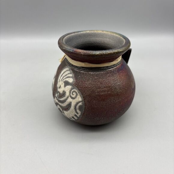 Earth & Fire Raku Potteryworks Tribal Vase Pot Signed by Artist Jeremy Diller - Picture 5 of 9